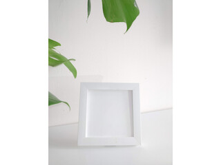 Frame mockup with white background, Square white frame mockup, 