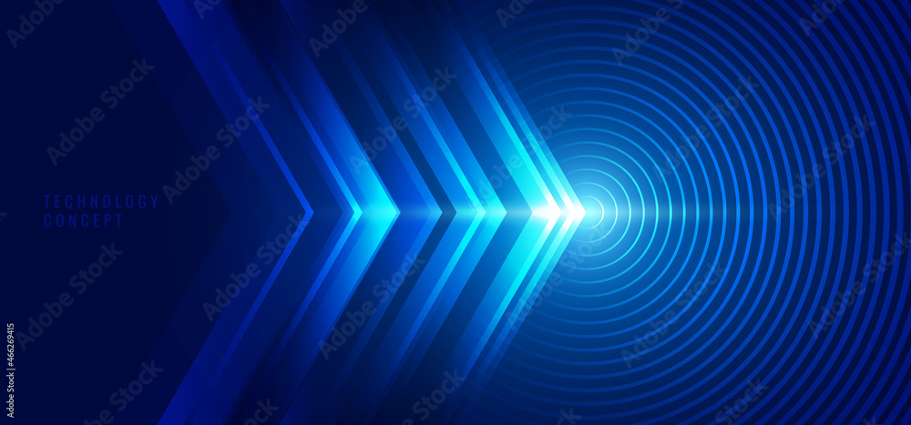 Canvas Prints abstract technology concept blue arrows with circles lines and lighting effect background