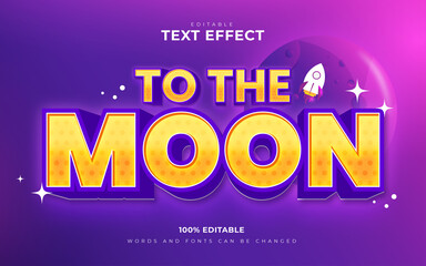 To the moon 3d cartoon editable text effects style