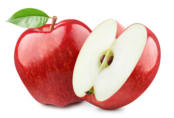 Delicious red apples, isolated on white background