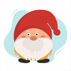 Little garden gnome. Flat cartoon vector illustration