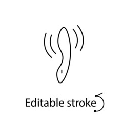 Adult sexual massager outline icon. Sex shop toy. Editable stroke. Isolated vector stock illustration