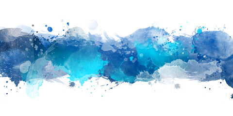 Artistic blue watercolor splash effect template