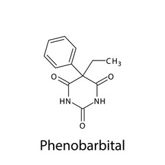 Fototapeta na wymiar Phenobarbital molecular structure, flat skeletal chemical formula. Anti convulsant drug used to treat Epilepsy, seizure. 