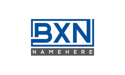 BXN Letters Logo With Rectangle Logo Vector