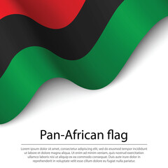 Waving Pan-African flag on white background. Banner or ribbon te