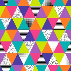 Stof per meter Kleurrijk Neon kleuren geometrische naadloze vector patroon in retro stijl