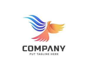 Creative colorful flying bird logo template for company