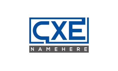 CXE Letters Logo With Rectangle Logo Vector