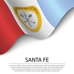 Naklejka premium Waving flag of Santa Fe is a region of Argentina on white backgr