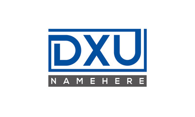 DXU Letters Logo With Rectangle Logo Vector