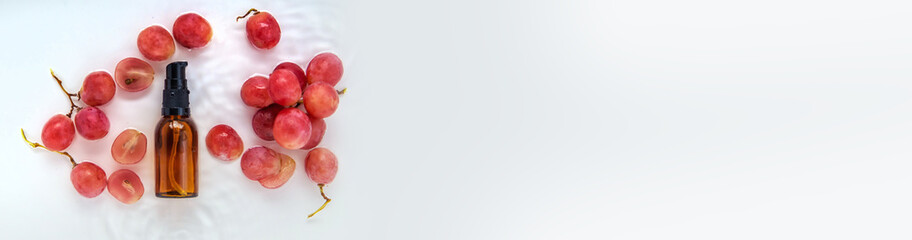 Water-based hair cosmetics with grape seed extract. Selective focus.