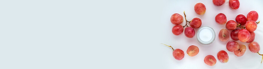 Cream with grape seed extract. Selective focus.