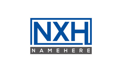 NXH Letters Logo With Rectangle Logo Vector