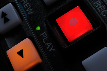Macro shot of the "Play" and "Record" buttons
