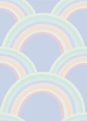 Overlapping Pastel Rainbows Seamless Pattern - Tessellated scales pattern 
