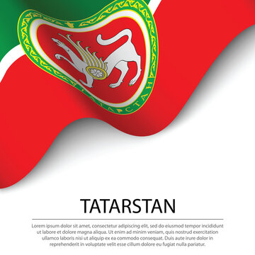 Waving flag of Tatarstan is a region of Russia on white backgrou