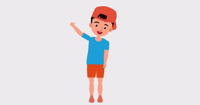A boy waving hands 2d animation footage
