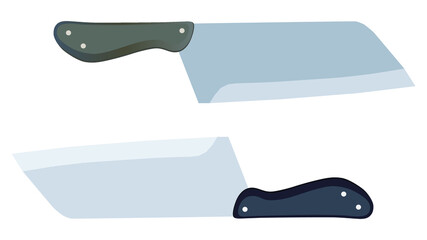 chef knives, butcher meat knives for butcher shop, Meat cutting knives, Cutlery icon set - vector realistic kitchen knives isolated, Vector illustration