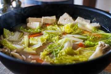 Japanese stew contains many kinds of vegetable in the pod. 