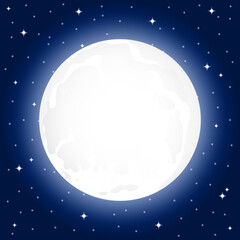 Large full moon and starry sky at night 