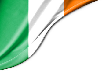 Ireland flag. 3d illustration. with white background space for text.