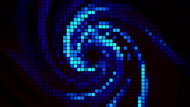 Abstract star in whirl rotating motion on a black background, seamless loop. Motion. Retro cosmic background with transforming celestial body.