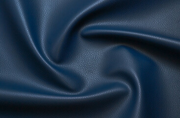 Fototapeta premium blue artificial leather with waves and folds on PVC base