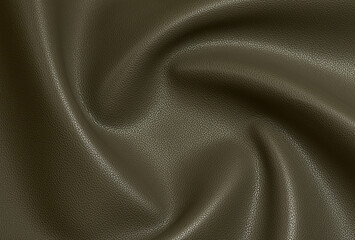 green artificial leather with waves and folds on PVC base