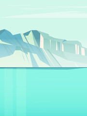 Mountains landscape with water in front. Vector EPS 10