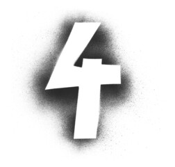 Obraz premium Black spray stain, print number four isolated on white background, photo with clipping path