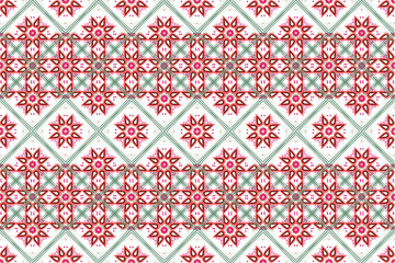 Seamless design pattern flower, Ornament for fabric, Striped geometric texture background. - 466287047