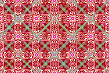 Seamless design pattern flower, Ornament for fabric, Striped geometric texture background. - 466287048