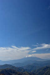 富士山と紅葉（日本の秋　丹沢・塔ノ岳／鍋割山の道）