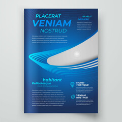 Flyer Cover design template lines theme blue color dark background