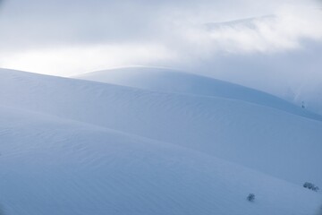 Beautiful view of the ski slope on a sunny winter