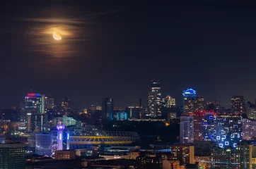 Wandcirkels plexiglas Kyiv city downtown night skyline © Antonio