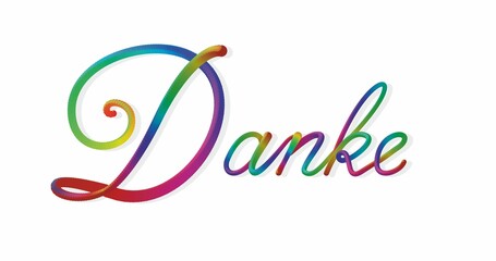 Fototapeta premium Colorful text Danke in Danish (Denmark, means thanks in english. Vector illustration. 
