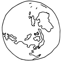 Drawing of the planet earth. Hand-drawn on a white background. 