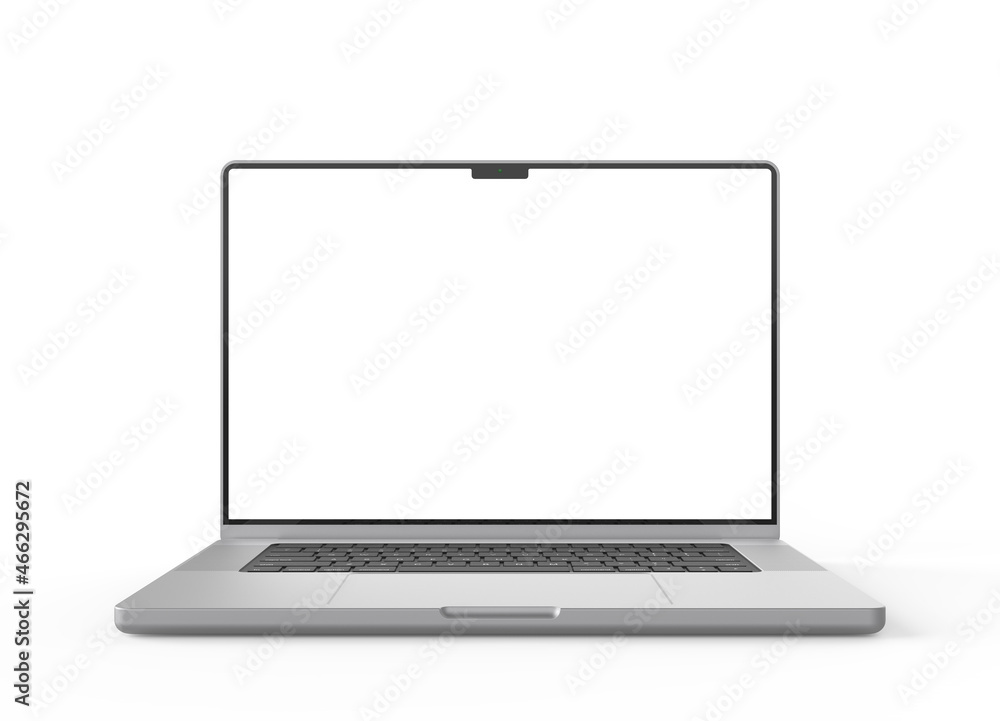 Poster laptop blank screen display mockup 3d rendering front view on the white background