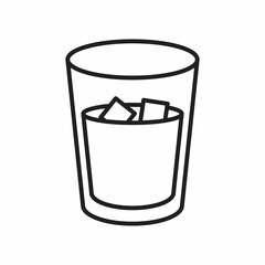 water glass with ice cube outline icon