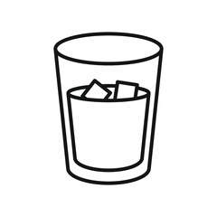 water glass with ice cube outline icon
