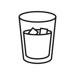 water glass with ice cube outline icon