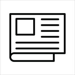 flat black newspaper vector icon on white background