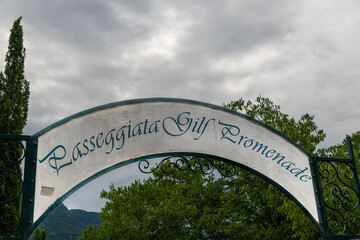 Entrance Gate to Gilf Promenade in Merano, Italy - obrazy, fototapety, plakaty