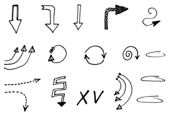 Doodle vector arrows. Isolated. Hand drawn set