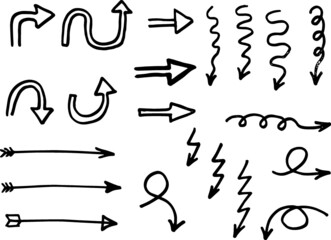 Doodle vector arrows. Isolated. Hand drawn set