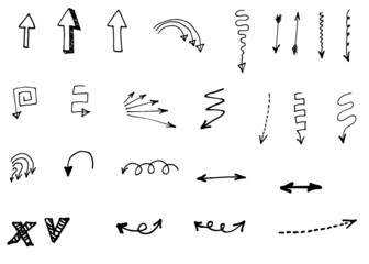 Doodle vector arrows. Isolated. Hand drawn set