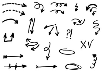 Doodle vector arrows. Isolated. Hand drawn set