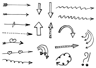 Doodle vector arrows. Isolated. Hand drawn set